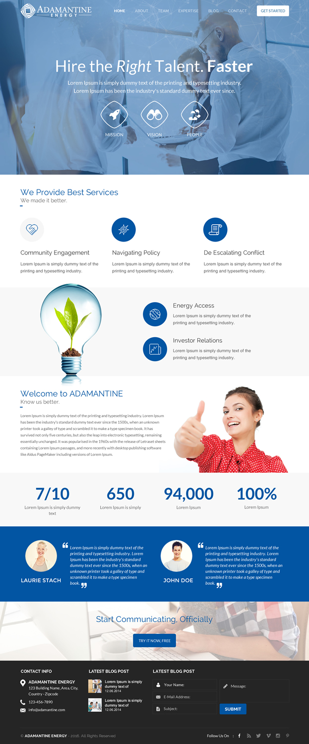 Wordpress Design by rightway for Adamantine Energy | Design #13149231