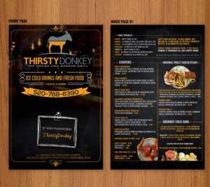 Thirsty Donkey Tap House & Sports Grill Menu | Menu Design by SAI DESIGNS