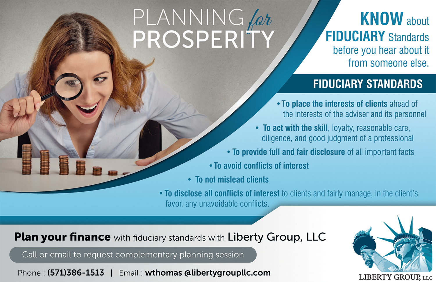 Postcard Design by Akshar Shailesh for The Liberty Group, LLC | Design #13167964