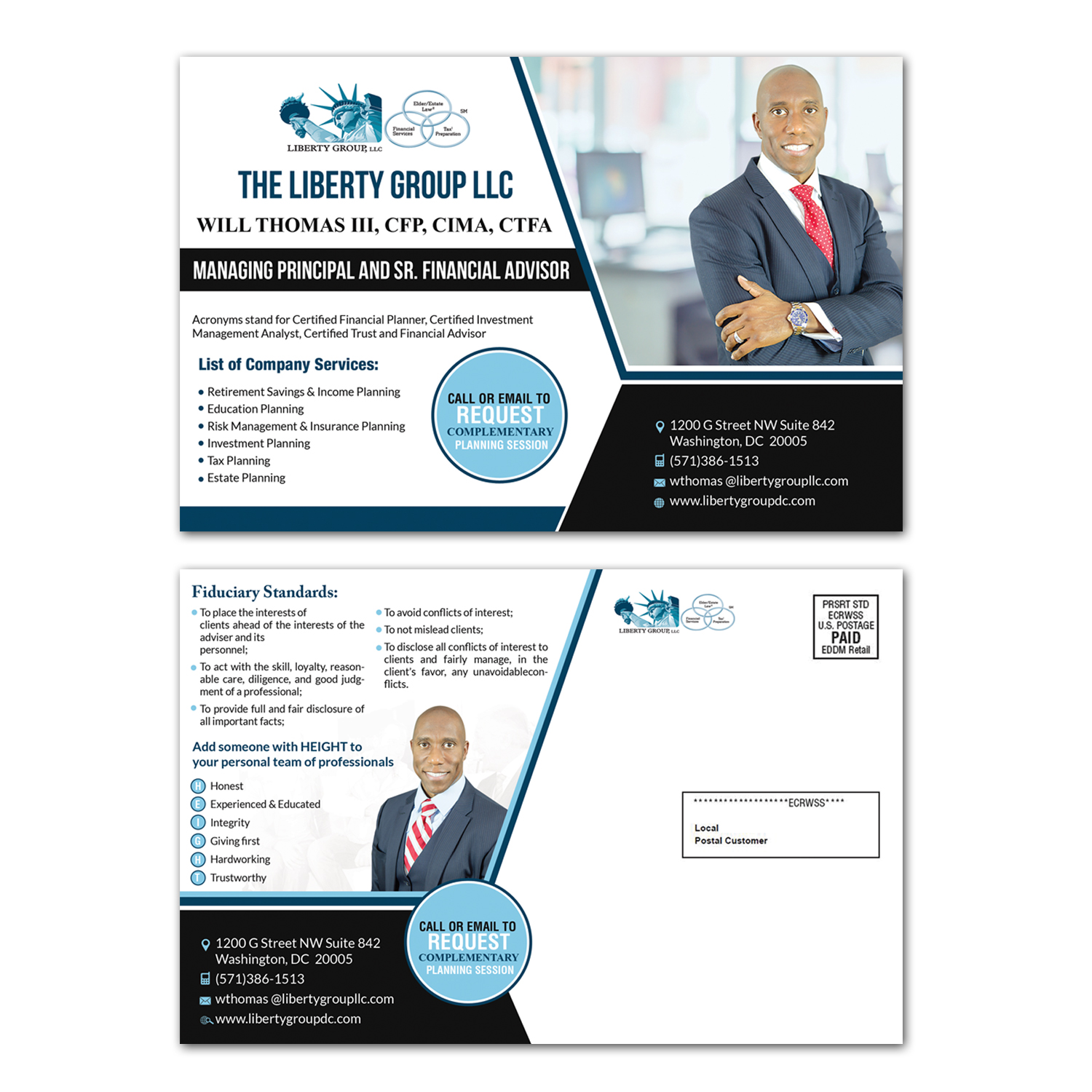 Postcard Design by creative.bugs for The Liberty Group, LLC | Design #13305464