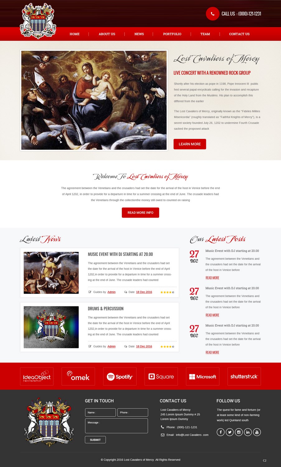 Web Design by pb for Lost Cavaliers of Mercy | Design #13169445