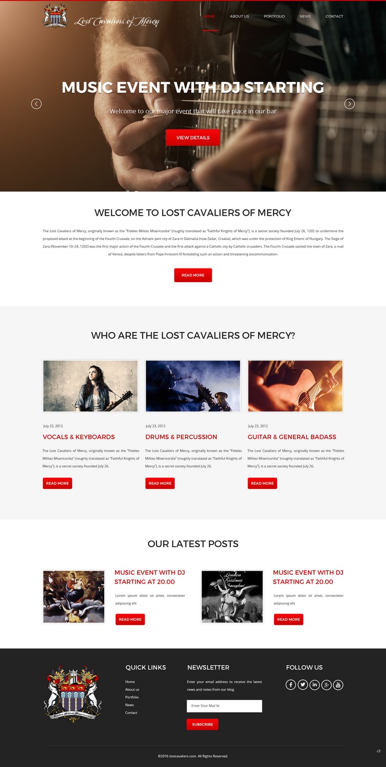 Web Design by pb for Lost Cavaliers of Mercy | Design #13169461