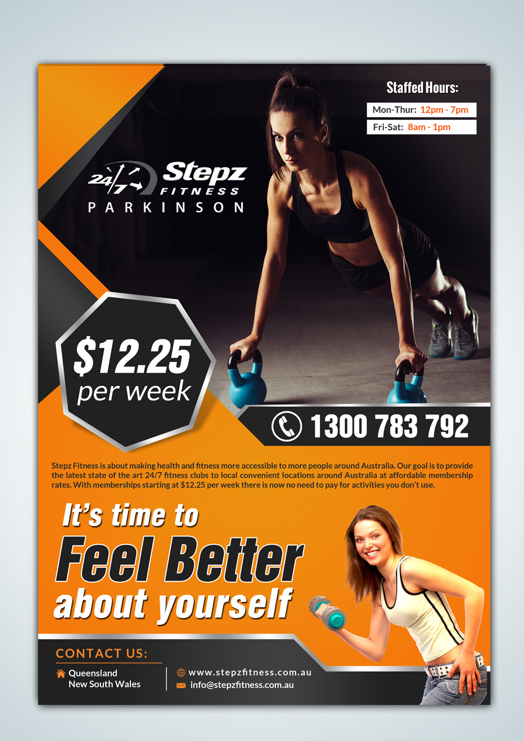 Flyer Design by debdesign for Stepz Fitness Parkinson | Design #13192010