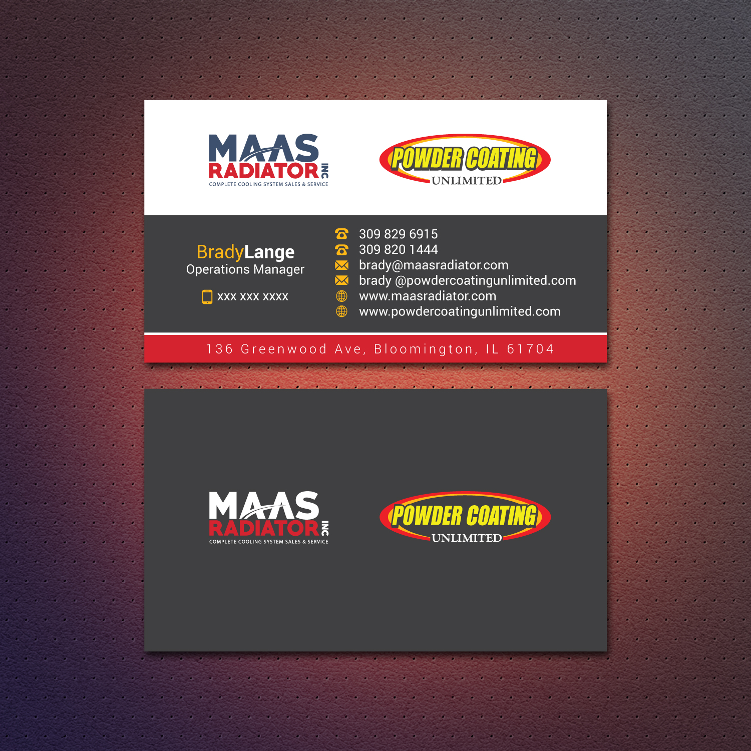 Diseño de Tarjeta de Presentación por Dezero para Maas Radiator Inc | Diseño #13216825