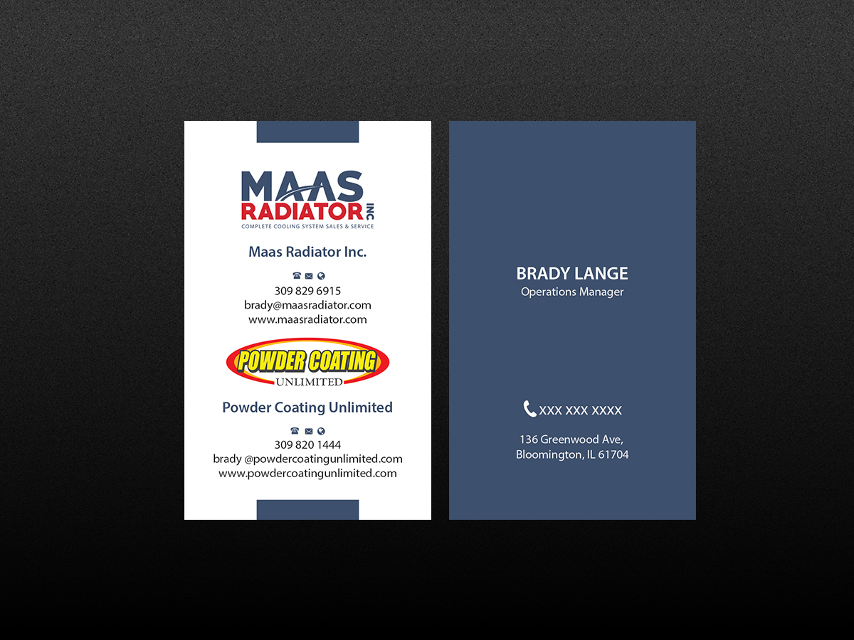 Diseño de Tarjeta de Presentación por Creations Box 2015 para Maas Radiator Inc | Diseño #13210112