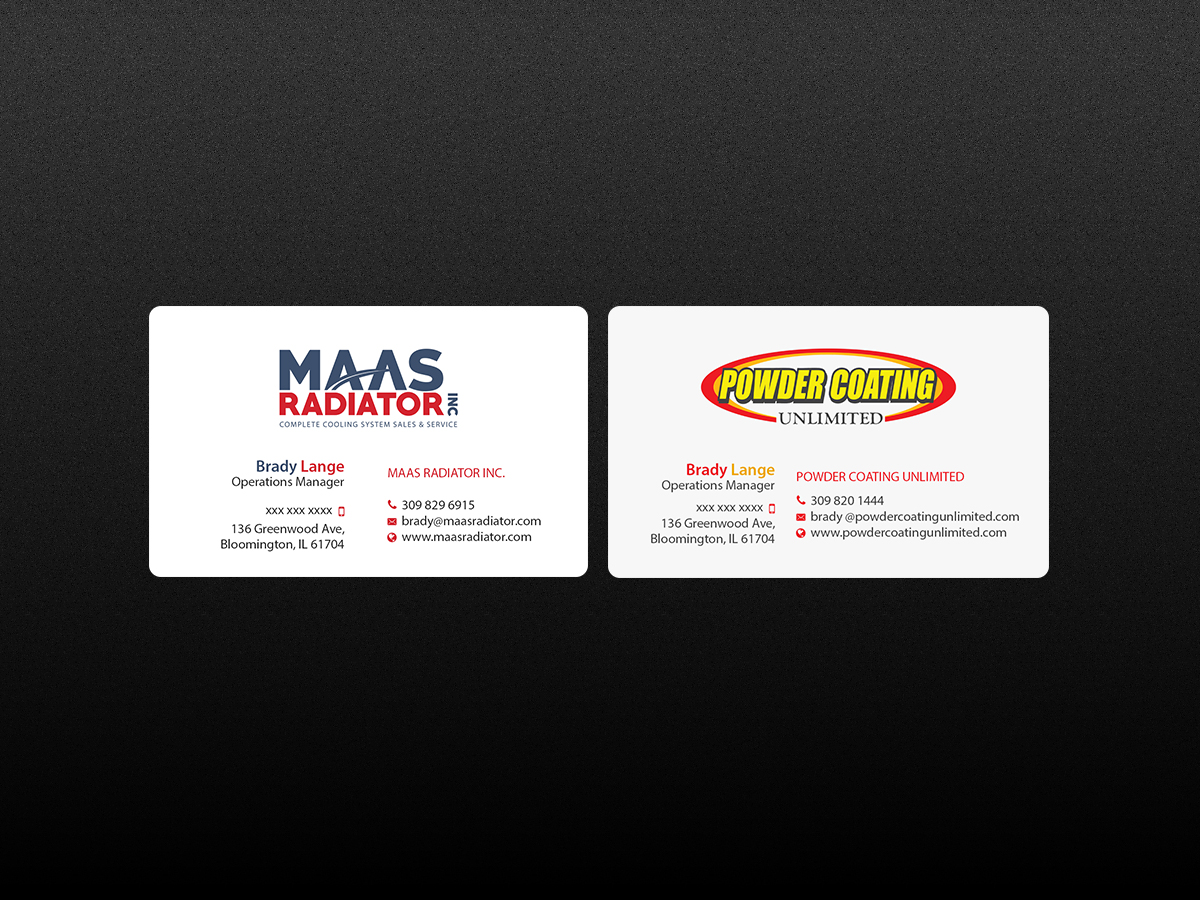 Diseño de Tarjeta de Presentación por Creations Box 2015 para Maas Radiator Inc | Diseño #13223805