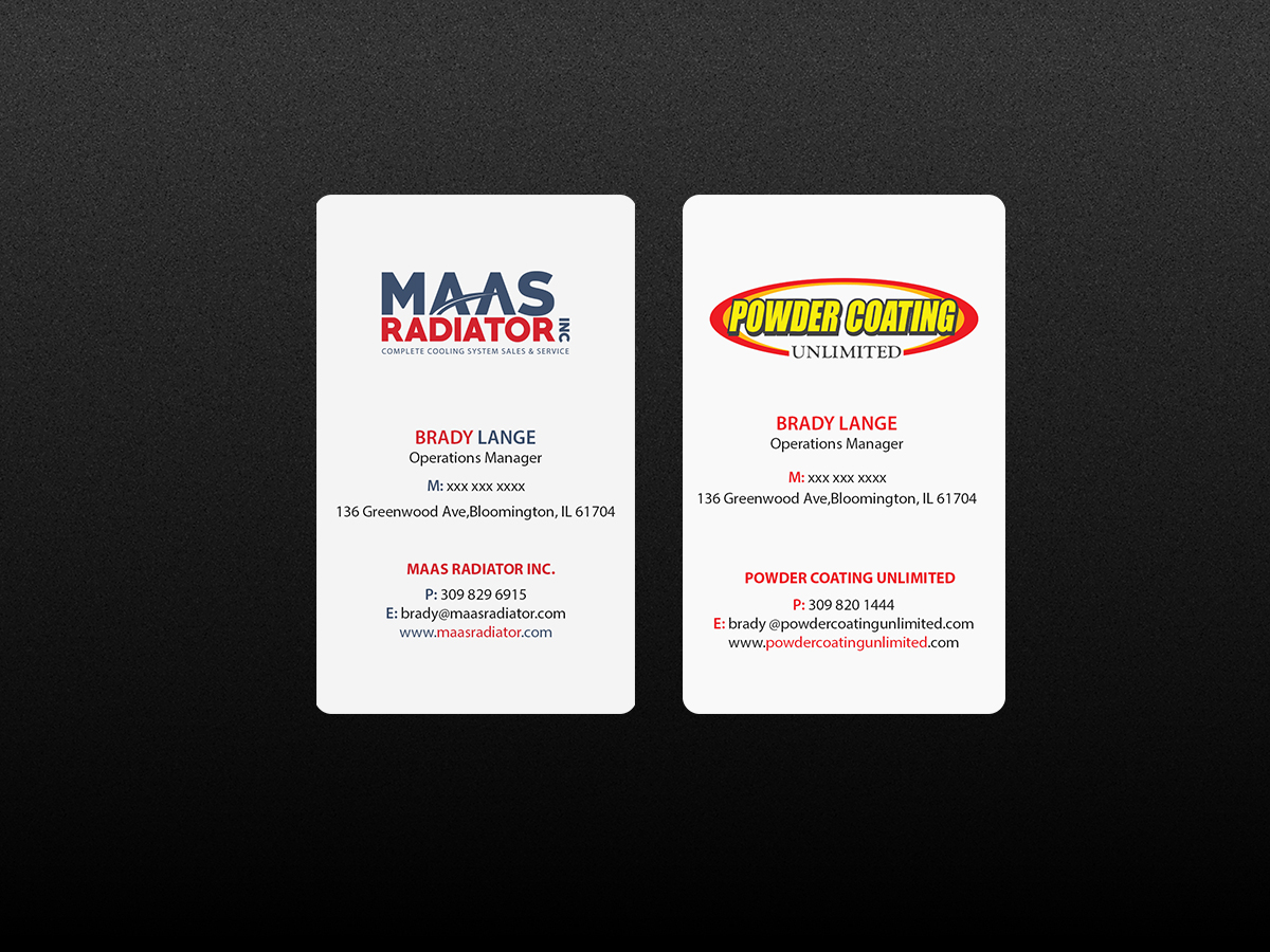 Diseño de Tarjeta de Presentación por Creations Box 2015 para Maas Radiator Inc | Diseño #13223810