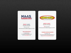 Diseño de Tarjeta de Presentación por Creations Box 2015 para Maas Radiator Inc | Diseño: #13223810