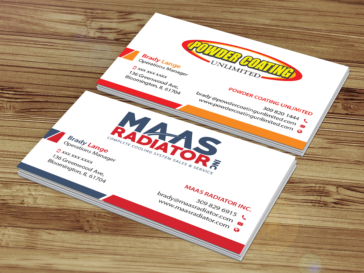 Diseño de Tarjeta de Presentación por Creations Box 2015 para Maas Radiator Inc | Diseño #13223814