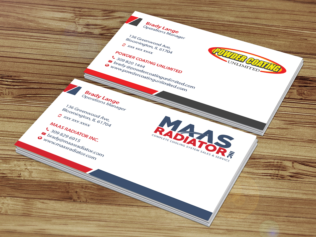 Diseño de Tarjeta de Presentación por Creations Box 2015 para Maas Radiator Inc | Diseño #13228089