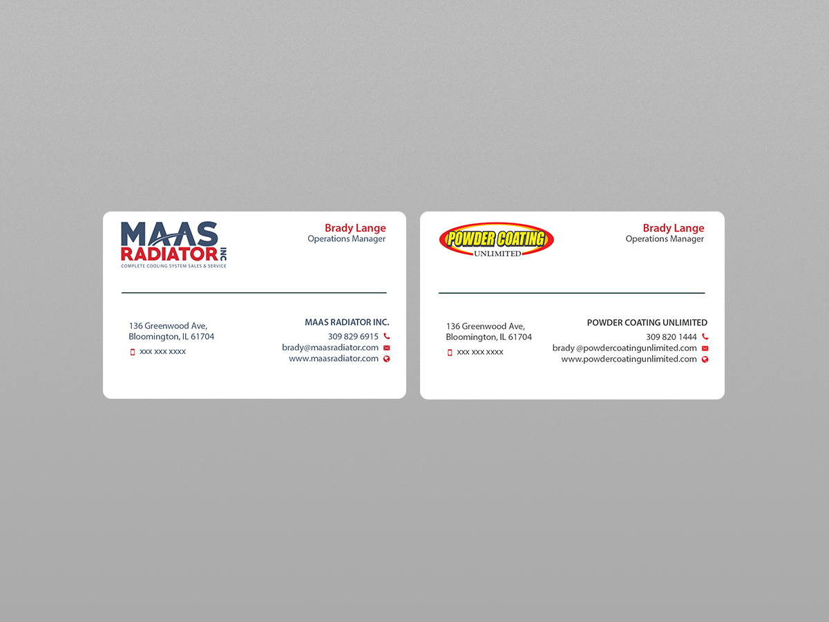 Diseño de Tarjeta de Presentación por Creations Box 2015 para Maas Radiator Inc | Diseño #13228090