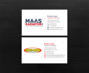 Diseño de Tarjeta de Presentación por chandrayaan.creative para Maas Radiator Inc | Diseño: #13206828
