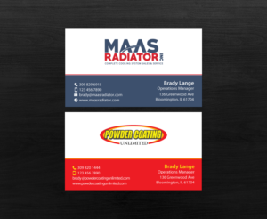 Diseño de Tarjeta de Presentación por chandrayaan.creative para Maas Radiator Inc | Diseño: #13206882