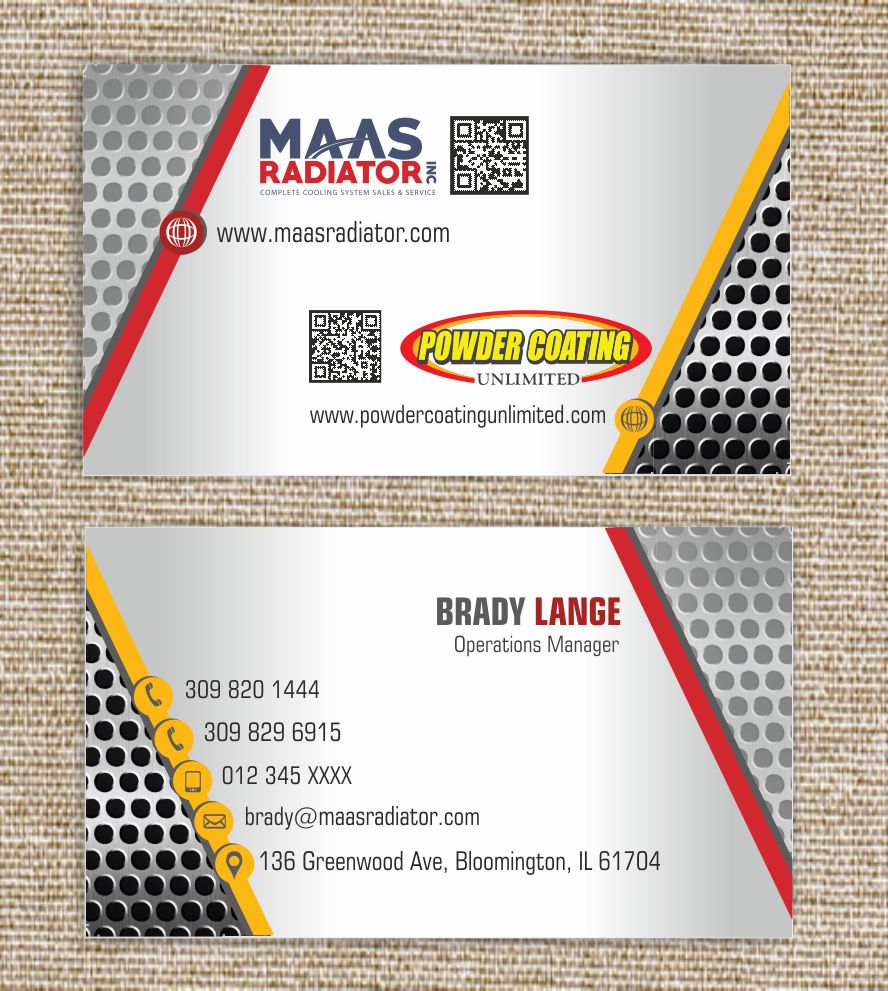 Diseño de Tarjeta de Presentación por IneseRo para Maas Radiator Inc | Diseño #13209684