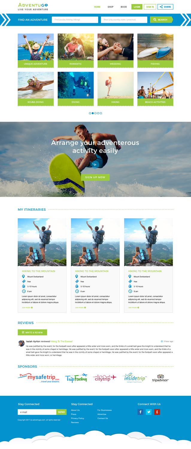 Web Design by Lauren for Adventugo Inc. | Design #13272290