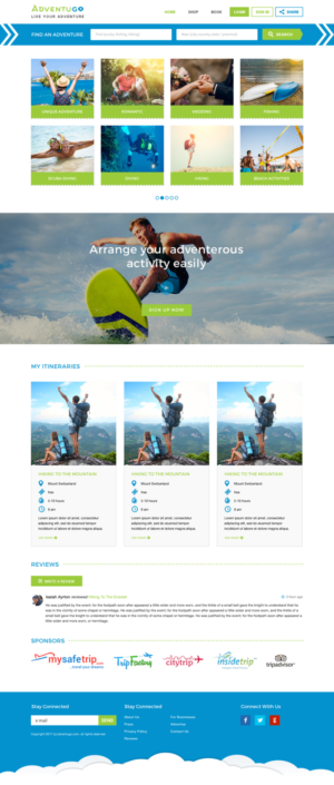 Adventugo adventure tourism social site | Web Design by Lauren