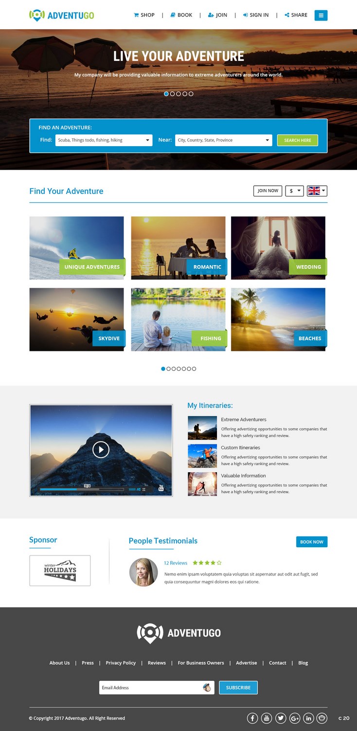 Web Design by pb for Adventugo Inc. | Design #13237284