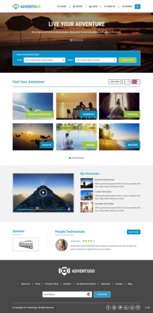 Web Design par pb pour Adventugo Inc. | Design : #13237284