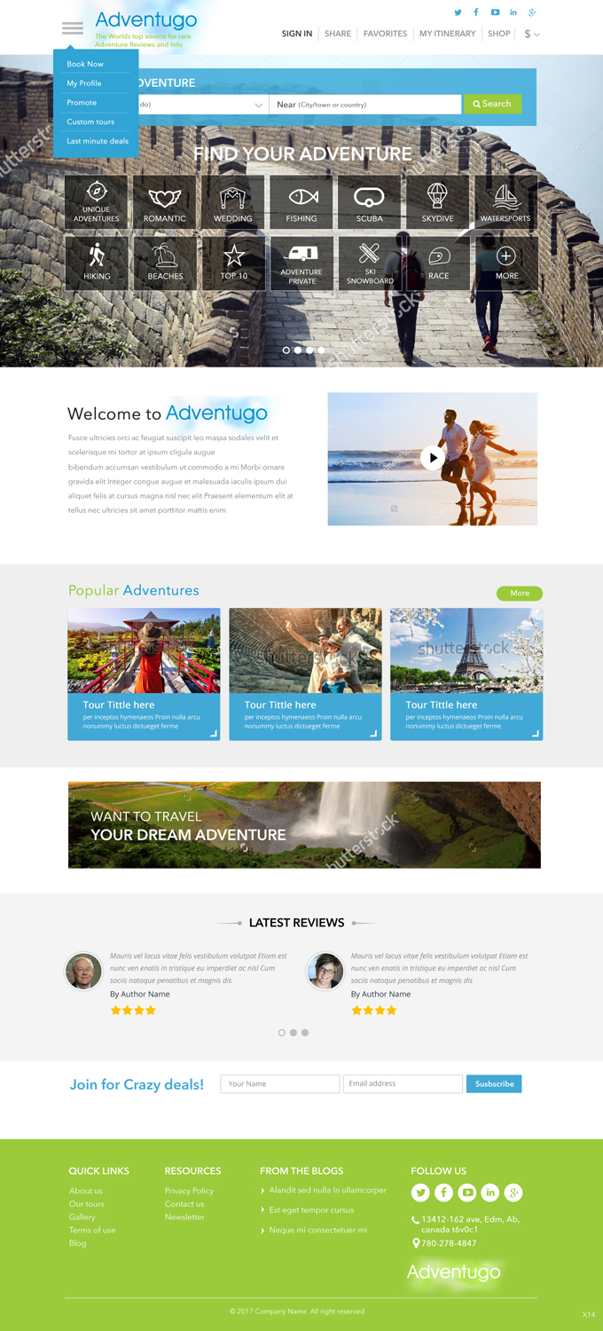 Web Design by pb for Adventugo Inc. | Design #13437654