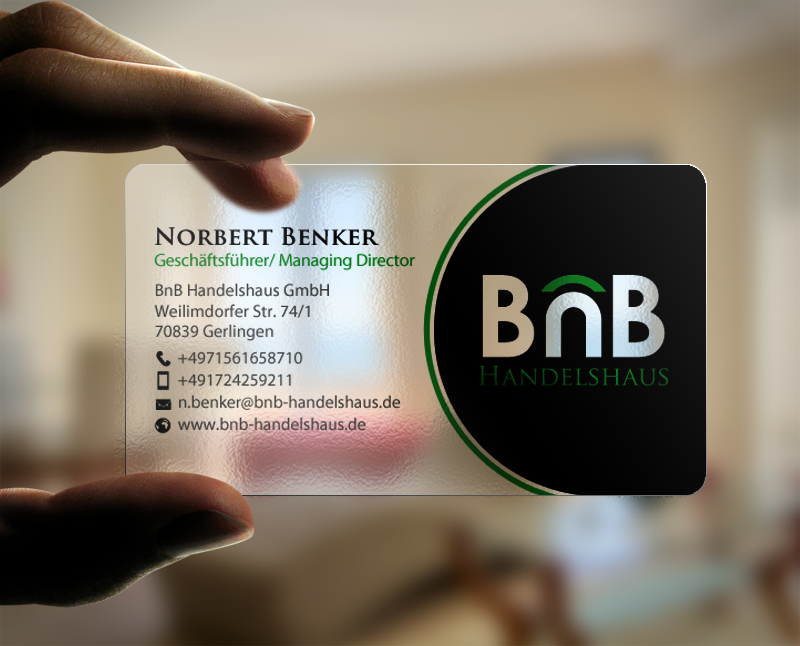 Diseño de Tarjeta de Presentación por chandrayaan.creative para BnB Handelshaus | Diseño #13233410