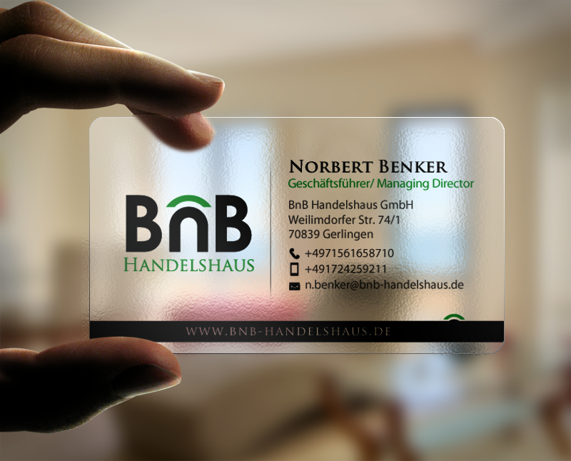 Diseño de Tarjeta de Presentación por chandrayaan.creative para BnB Handelshaus | Diseño #13233412