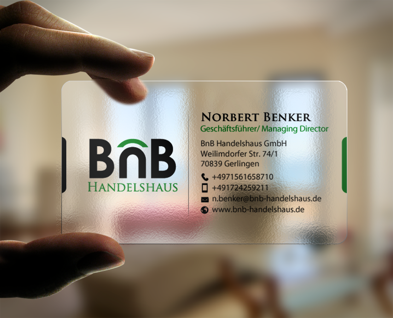 Diseño de Tarjeta de Presentación por chandrayaan.creative para BnB Handelshaus | Diseño #13234938