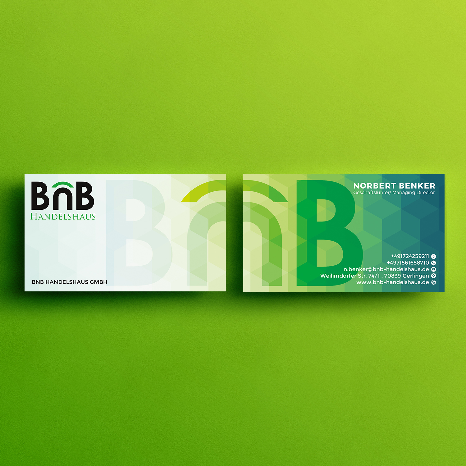 Diseño de Tarjeta de Presentación por infiniumtech para BnB Handelshaus | Diseño #13289370