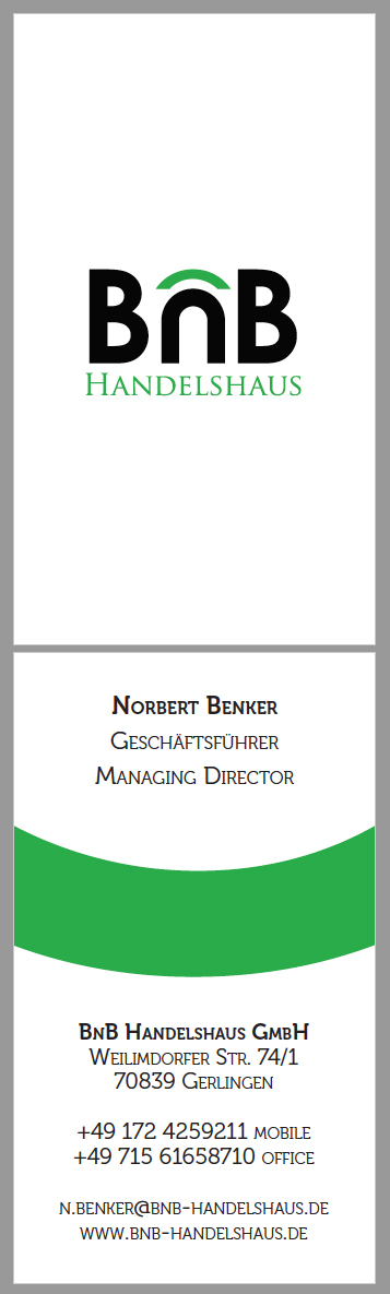 Diseño de Tarjeta de Presentación por prz para BnB Handelshaus | Diseño #13303322