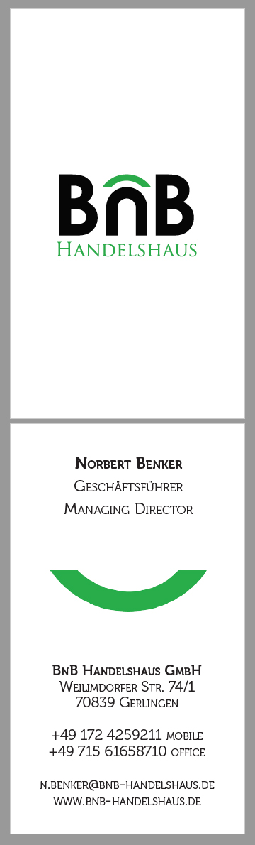 Diseño de Tarjeta de Presentación por prz para BnB Handelshaus | Diseño #13303391