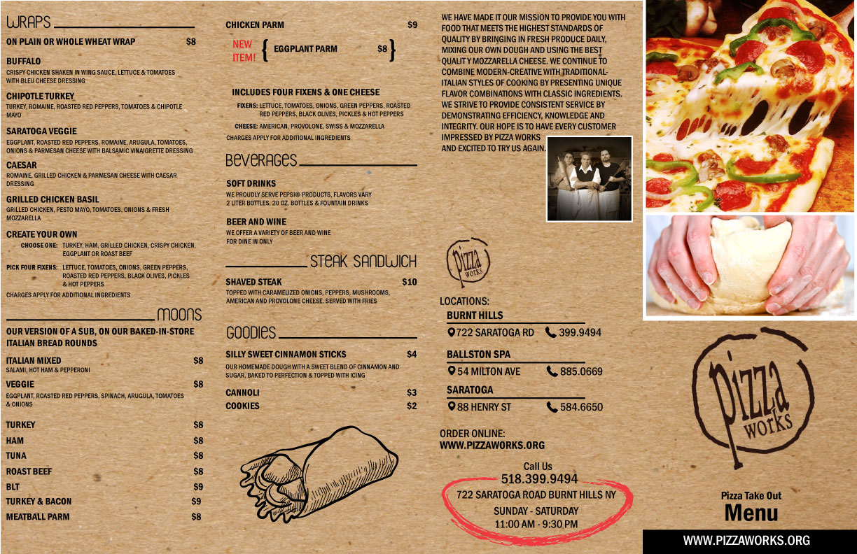 Menu Design by Parul for Pizza Works | Design #13264758