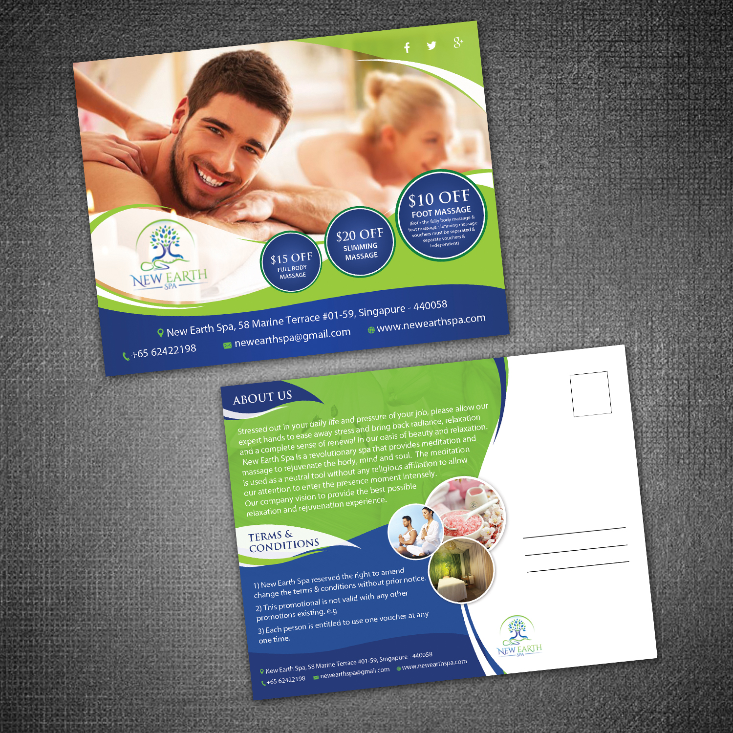 Design de Carte Postale par aspiremedia pour New Earth Spa | Design #13300259