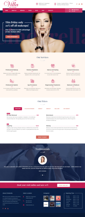 Diseño Web por Roy para Villa Hair and Body | Diseño #13234497