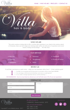 Web Design by Sharmistha for Villa Hair and Body | Design: #13225110