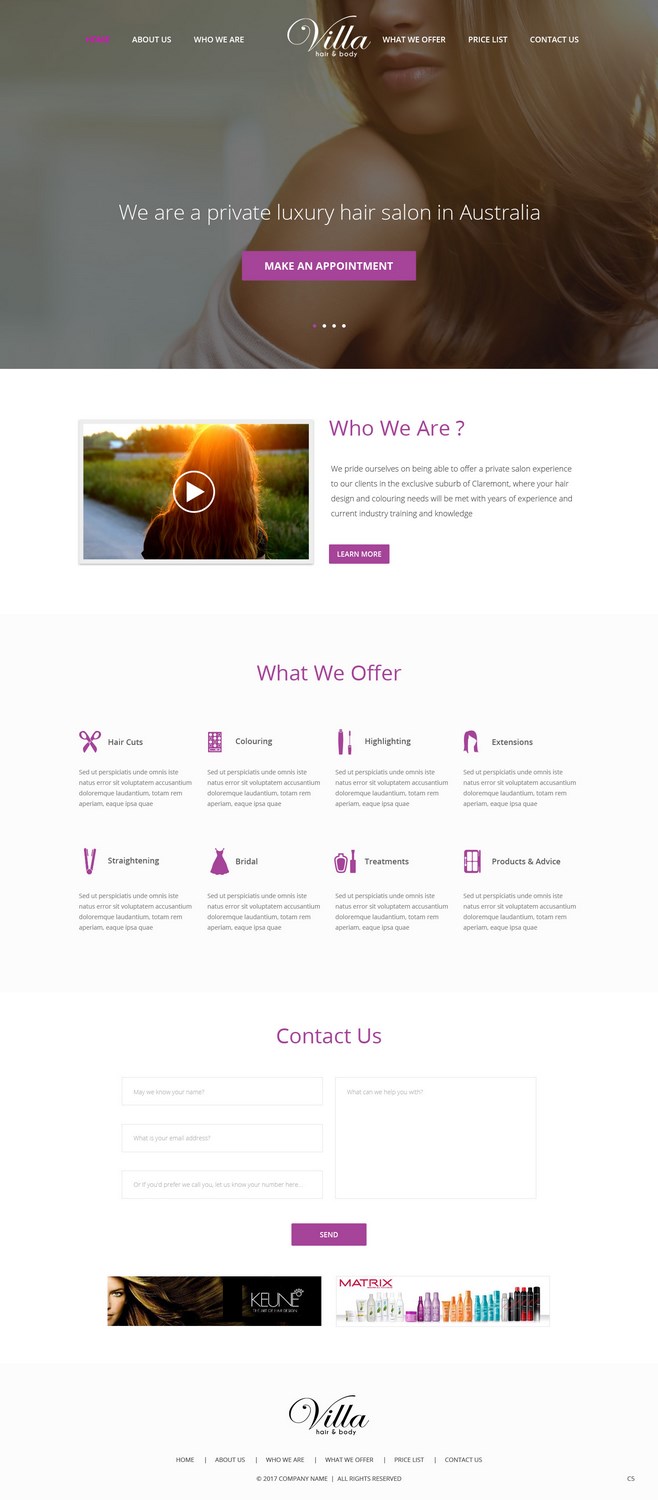 Web Design by pb for Villa Hair and Body | Design #13237581