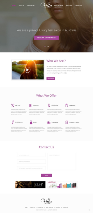 Web Design by pb for Villa Hair and Body | Design: #13237581