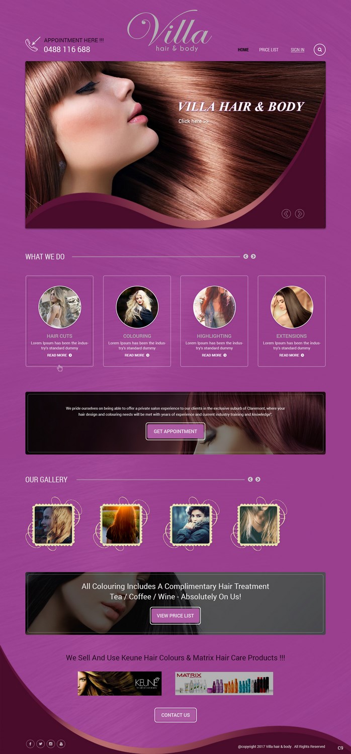 Web-Design von pb für Villa Hair and Body | Design #13237582
