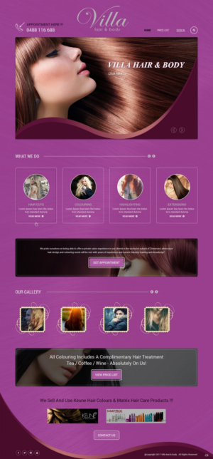Web Design by pb for Villa Hair and Body | Design: #13237582