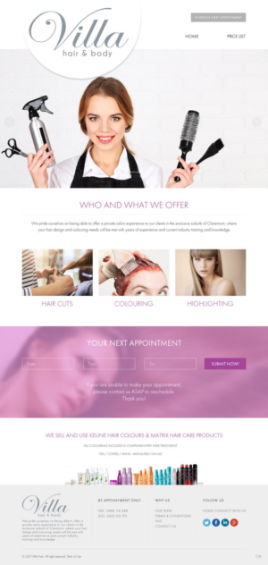 Web Design by pb for Villa Hair and Body | Design: #13237584