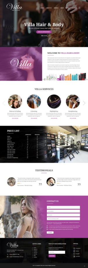 Web Design by pb for Villa Hair and Body | Design: #13237585
