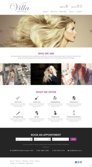 Web Design by pb for Villa Hair and Body | Design: #13237605
