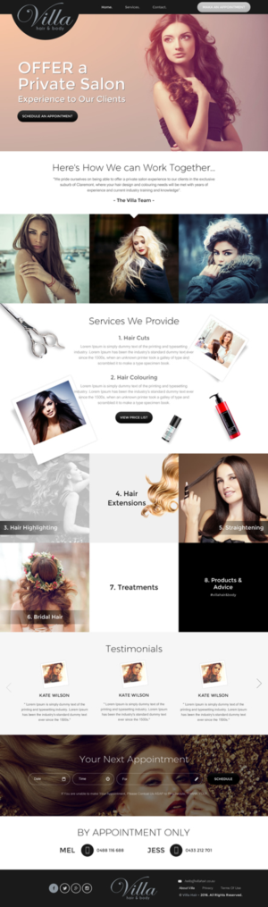 Web Design by rightway for Villa Hair and Body | Design: #13233629
