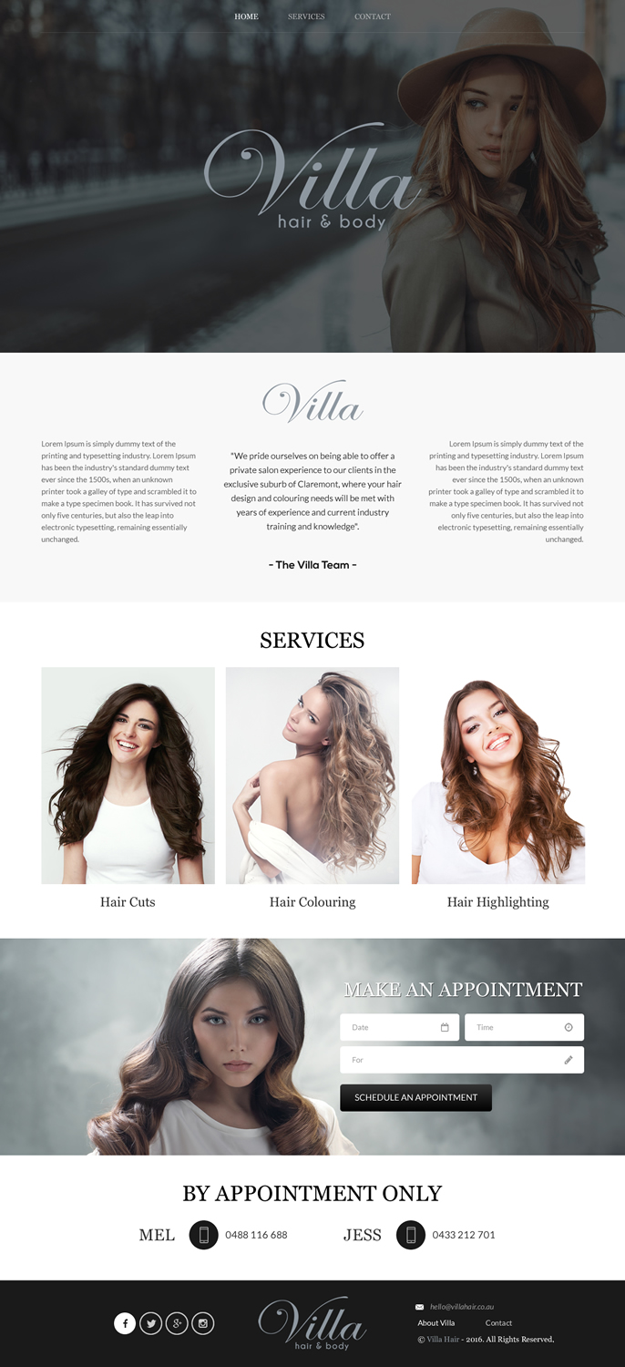 Web Design by rightway for Villa Hair and Body | Design #13233632