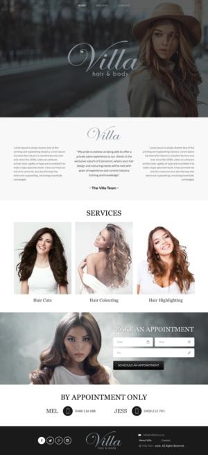 Web Design by rightway for Villa Hair and Body | Design: #13233632