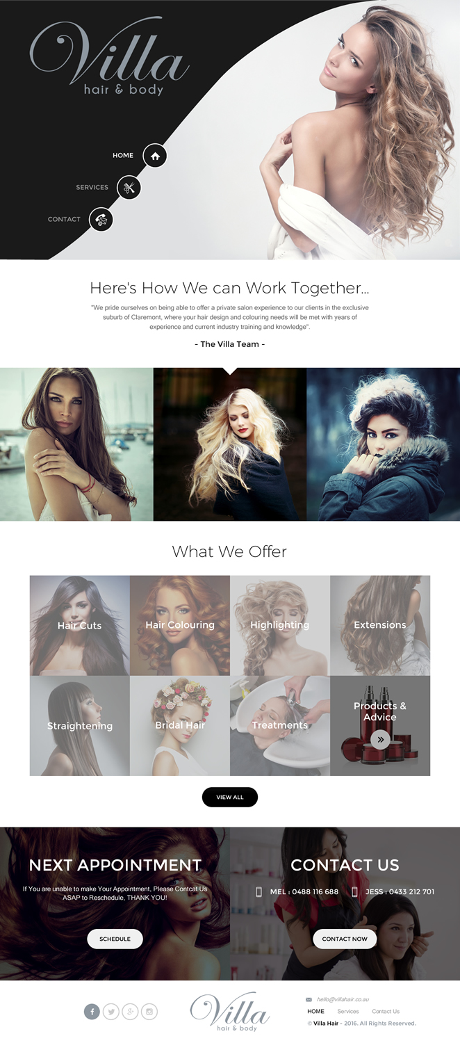 Web Design by rightway for Villa Hair and Body | Design #13233633