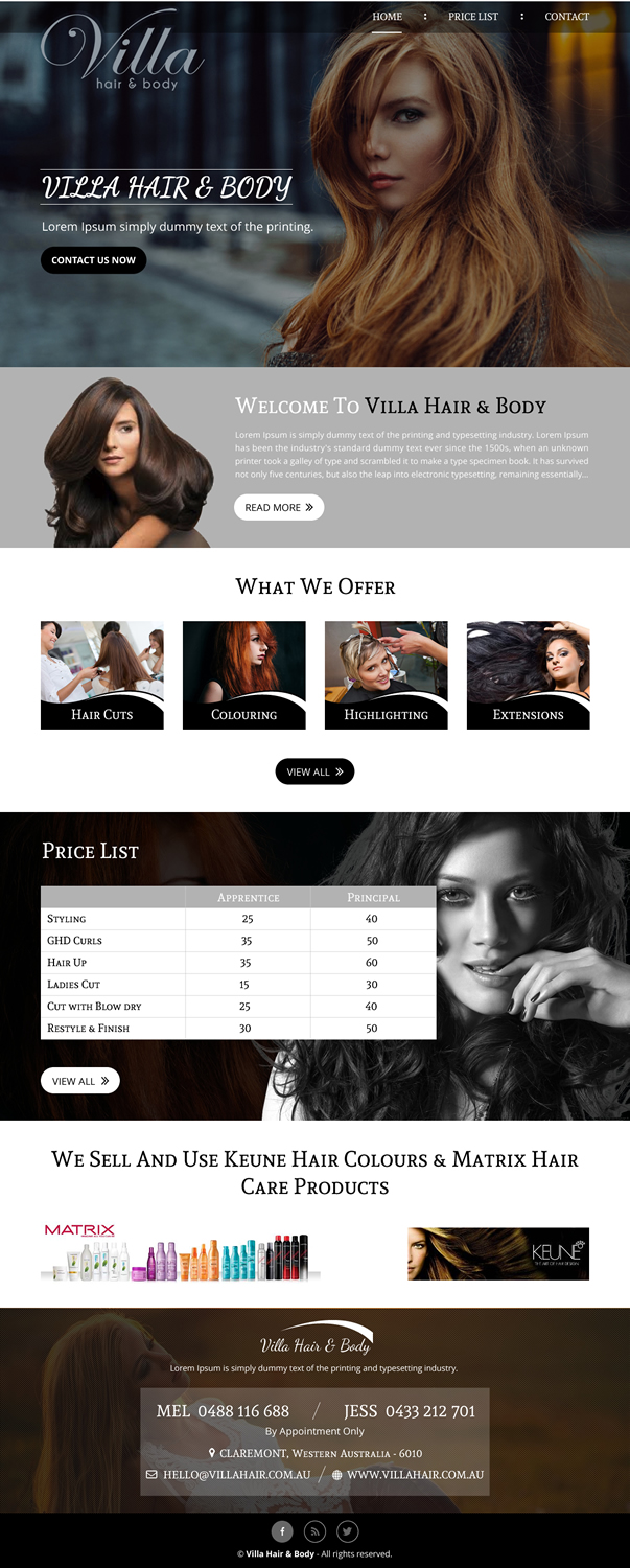 Web Design by rightway for Villa Hair and Body | Design #13234332