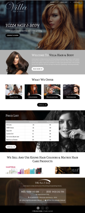 Diseño Web por rightway para Villa Hair and Body | Diseño: #13234332