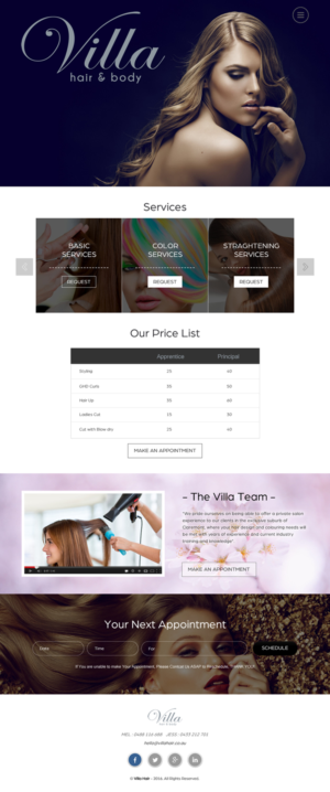 Diseño Web por rightway para Villa Hair and Body | Diseño: #13234877