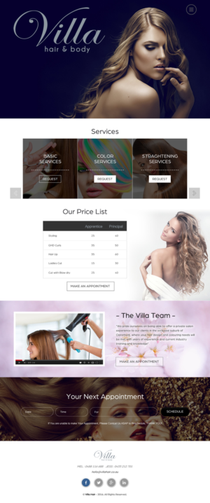 Web Design by rightway for Villa Hair and Body | Design: #13234886