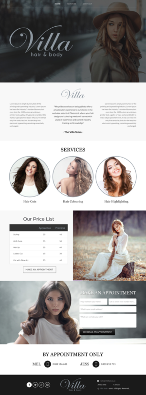 Diseño Web por rightway para Villa Hair and Body | Diseño: #13235383