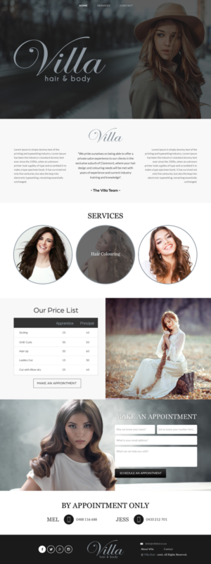 Diseño Web por rightway para Villa Hair and Body | Diseño: #13235384